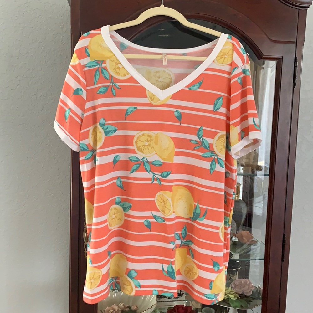 Women’s My Story Lemon Striped Top Size Large